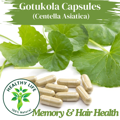 Gotukola Capsules/ Centella Asiatica/ Centella Gotu Kola for Brain & Hair Health