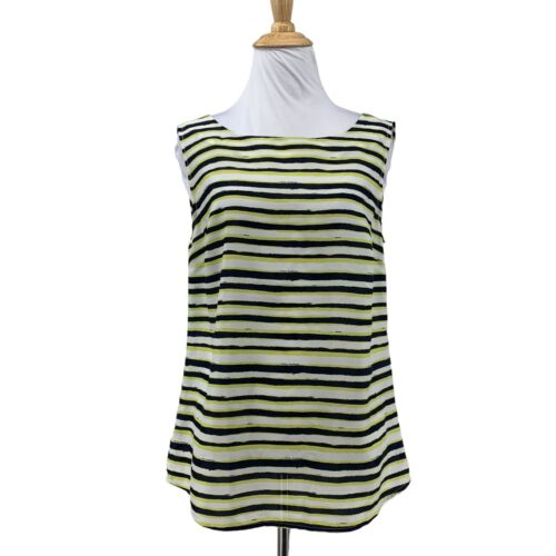 Ann Taylor Loft Tank Womens S Small Multi Striped Button Back Detail Lightweight