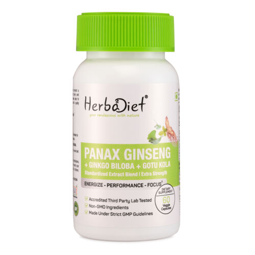 Panax Ginseng Gikgo Biloba & Gotu Kola Centella Capsules Cognitive Energy Memory