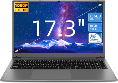 SGIN 17.3″ Laptop 8GB RAM 256GB SSD Notebook with IPS Full HD 2.8GHz Windows 11