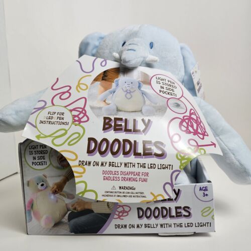 BELLY DOODLES PLUSH ELEPHANT DRAW ON BELLY WITH INCLUDED LED LIGHT PEN AGES 3+