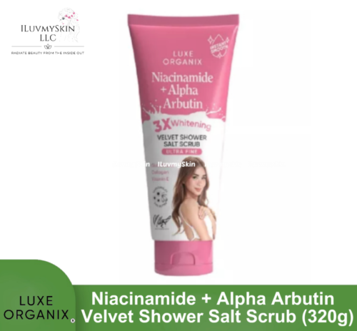 Luxe Organix Niacinamide + Alpha Arbutin Velvet Shower Salt Scrub 320g