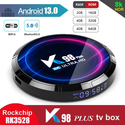 K98 Plus Android13.0 TV Box Quad-core 8K HD RK3528 WiFi6 BT5.0 Media Player T8A7