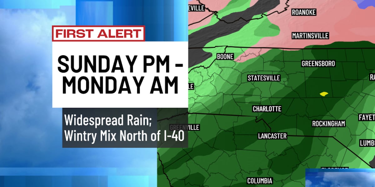 Cold Saturday, rain coming to Piedmont and ice coming to mountains Sunday