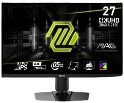 MSI MAG274UPF E2, 27″ 3840 x 2160 (UHD), 4K Rapid IPSGaming Monitor, 1 ms, 160Hz, FreeSync Premium, HDR400, G-Sync Compatible, HDMI, DisplayPort, Tilt, Swivel, Pivot and Height Adjustable.,Black