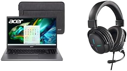 acer Aspire 5 15 Slim Laptop | 15.6″ FHD IPS Touch| i5-13420H | 16GB LPDDR5 | 512GB Gen 4 SSD | Wi-Fi 6 | Protective Sleeve| A515-58PT-50UJ Nitro Gaming Headset II: 50mm Drivers | RGB Lights