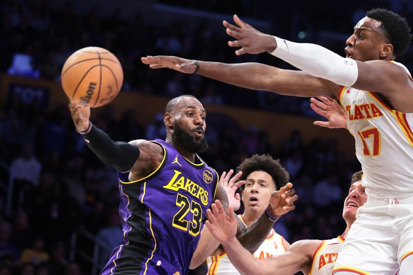 LeBron James breaks another Michael Jordan record in Lakers’ win over Hawks