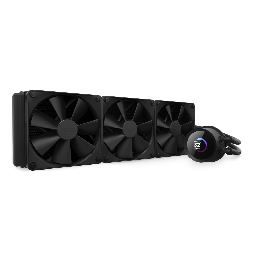 NZXT 360mm AIO CPU Liquid Cooler with Customizable LCD Display, High-Performance Pump, 3 Fans – Black