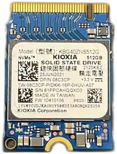 KIOXIA Internal SSD, 512GB PCIe Gen 3 x 4 NVMe Solid State Drive, M.2 2230, Model KBG40ZNS512G, OEM Package