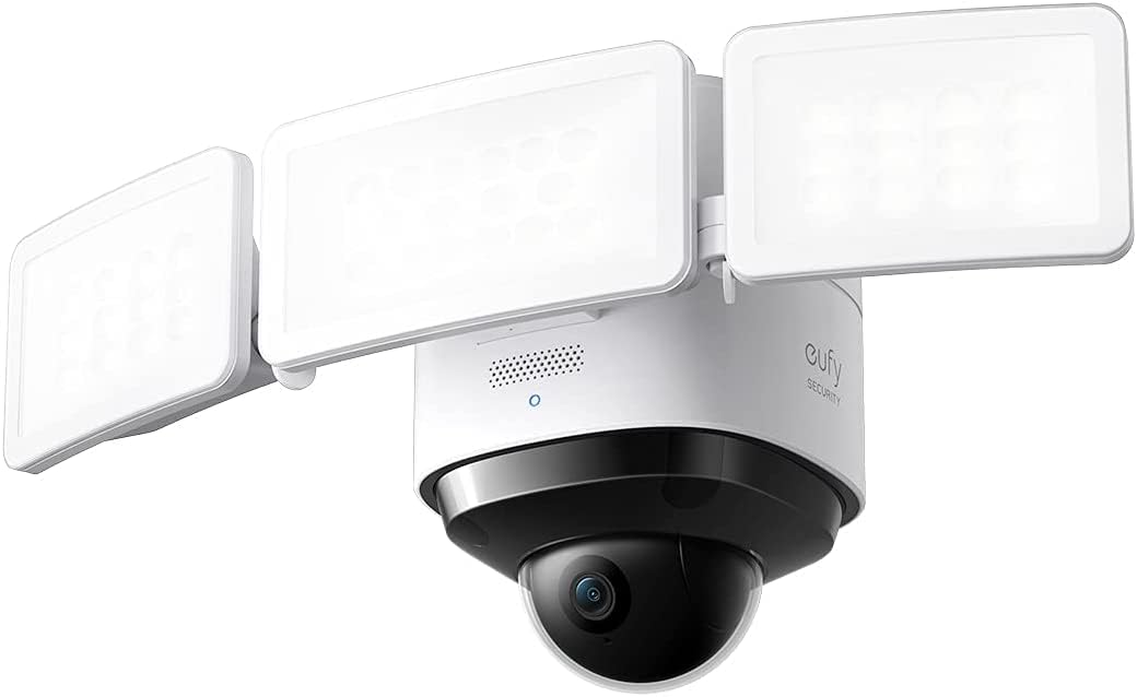 eufy security S330 Floodlight Cam 2 Pro,360-Degree Pan & Tilt Coverage,2K Full HD,3,000 Lumens,Smart Lighting,Weatherproof,On-Device AI Subject Lock and Tracking,No Monthly Fee,Hardwired(Renewed)