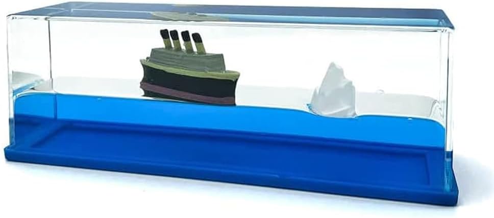 LETINE Unsinkable Titanic Fluid Cruise Ship Simulator of Love and Eternity – Interactive Liquid Wave Model Boat in a Bottle for Desk Game, Home Decor, Birthday Titanic Gifts and Paperweight.