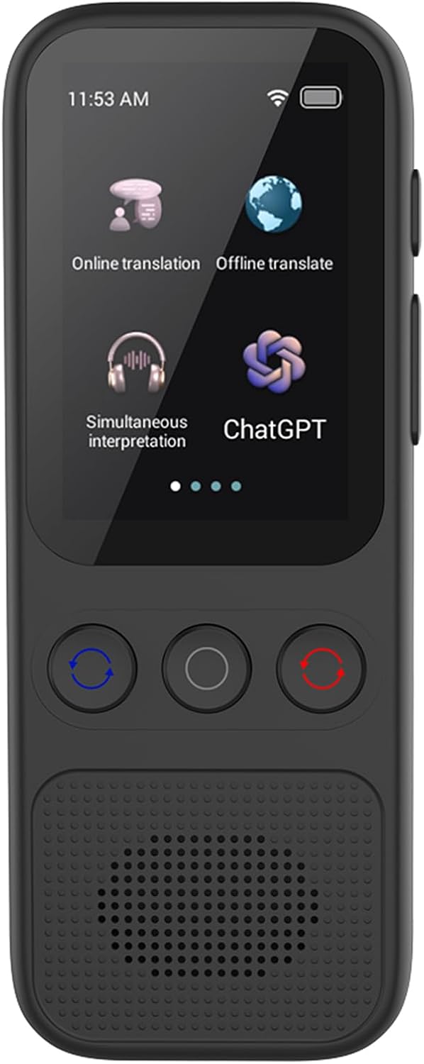 Portable Language Translator Device with 138 Languages Voice Translating 17 Offline Translation Simultaneous Interpretation Support Voice Recording Text Translate Group Chat Communication