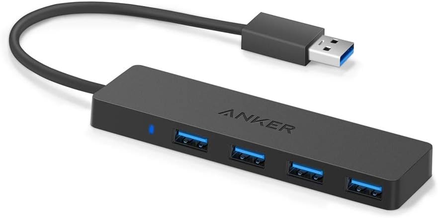 Anker 4-Port USB 3.0 Hub with 5Gbps Data Transfer, Ultra-Slim Data USB Hub [Charging Not Supported], for MacBook, iMac, Surface, Mobile HDD, and More (USB-A,0.7 ft)