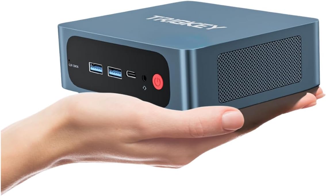 TRIGKEY Mini PC, Ryzen 7 Pro 5850U (8C/16T, Up to 4.4GHz), 32G DDR4 500G SSD, TRIGKEY S5 Mini Computer Radeon Graphics 8Core 2000MHz, DP+HDMI+Type-C Triple-Screen 4K Output, WiFi6, BT 5.2, 1000M LAN