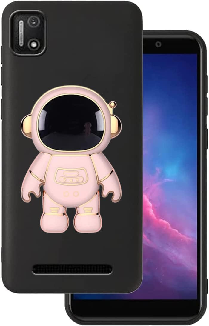 for Cloud Mobile Stratus C7 Case Cute Hidden Astronaut Kickstand Design,Soft Silicone Rasied TPU Edge Bumper Folding Bracket Phone Stand Shockproof Protective Phone Case for Stratus C7 Pink