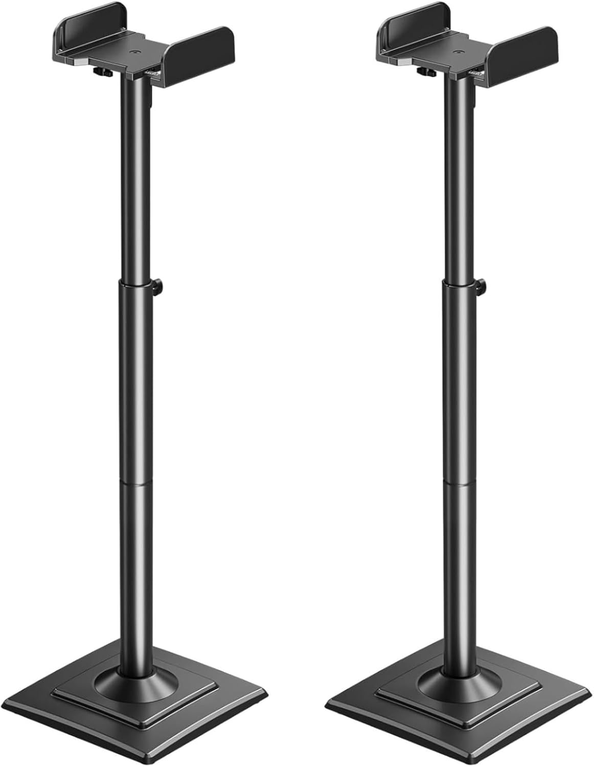 ELIVED Universal Speaker Stands Pair Height Adjustable Max 43.3″, Surround Sound Speaker Stands for Bookshelf Speaker Satellite Rear Speakers Up to 11 lbs, Spring-Loaded Plate Extends to 10″, YD5028