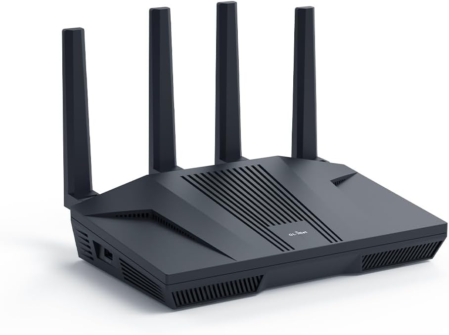 GL.iNet GL-MT6000(Flint 2) WiFi 6 Router with Wide Coverage, High-Speed Gaming Router, 2 x 2.5G Multi-Gig Ports+4 x 1G Ethernet Ports, Mass Device Connectivity, Rapid OpenVpn & WireGuard, 802.11ax