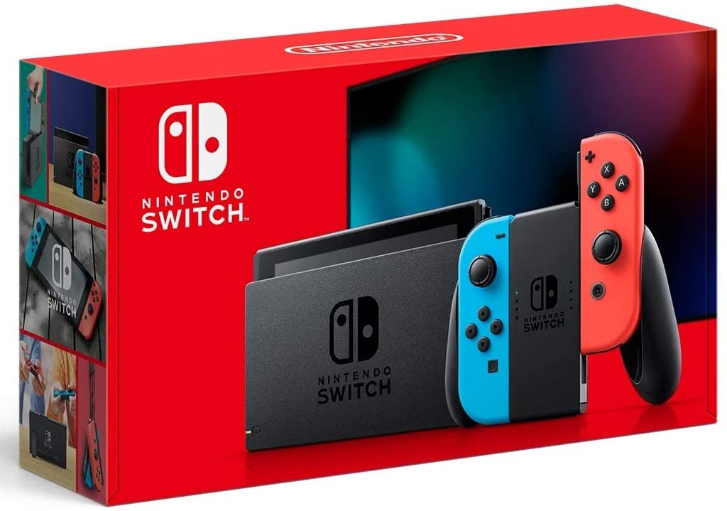 Nintendo Switch with Neon Blue and Neon Red Joy‑Con