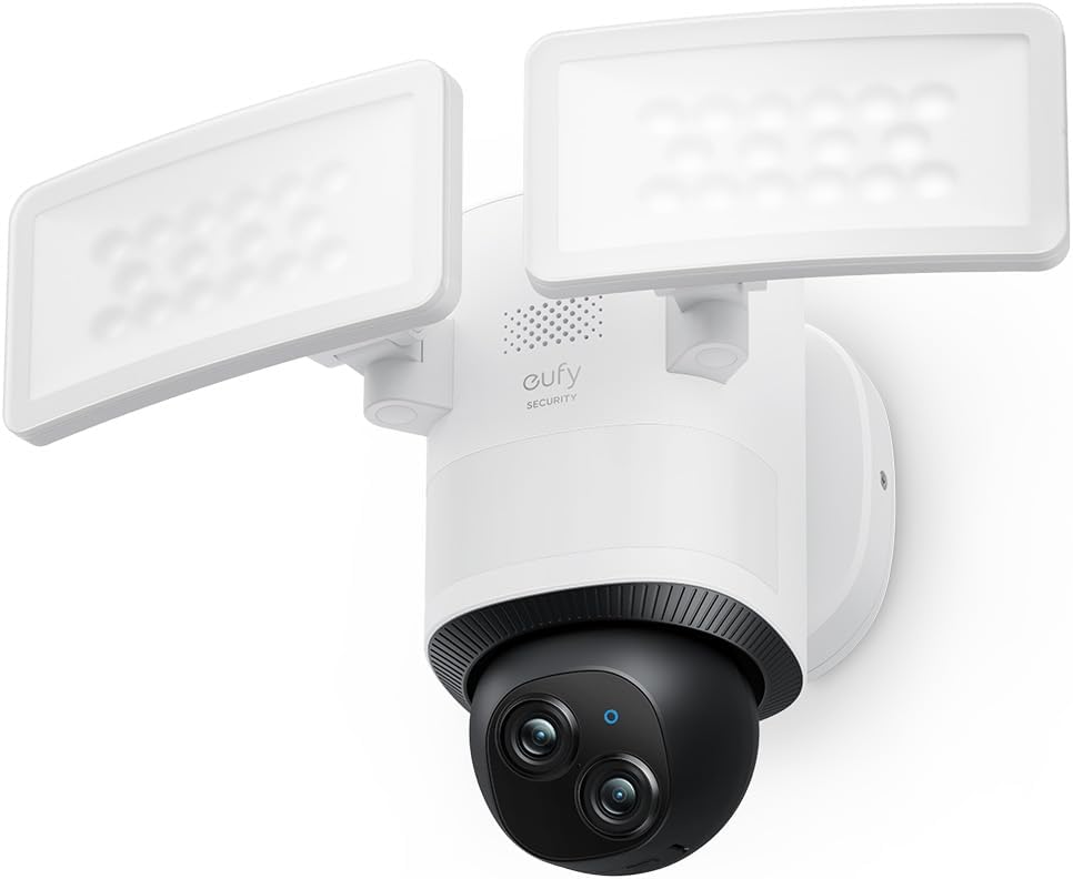 eufy Security Floodlight Camera E340 Wired,360° Pan and Tilt,24/7 Recording,Dual-Band Wi-Fi, 2,000 Lumens,Motion-Activated,Dual Camera,HomeBase 3 Compatible,Local Storage,No Monthly Fee (Renewed)