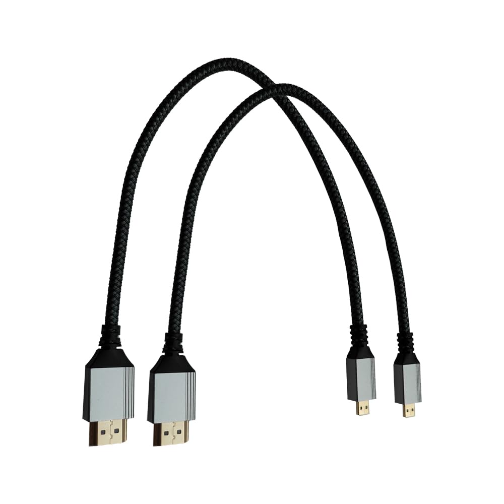 Seadream 4K Micro HDMI to HDMI Cable 1FT 2Pack High-Speed Full HDMI to Micro HDMI Braided Cord Support 3D 4K/60Hz 1080p