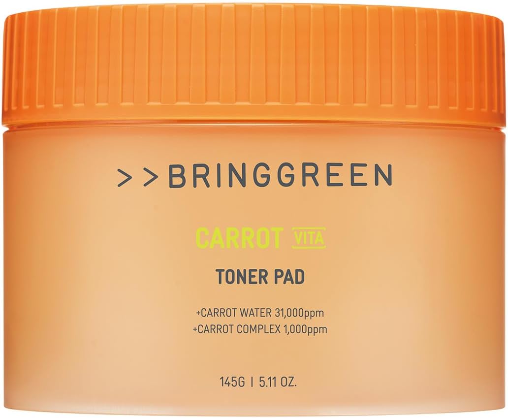 BRING GREEN Carrot Toner Pad | Contains Vitamin and Retinol to Even Out Skin Tone, Reduce Dark Spots for Daily Skincare (60 Count)