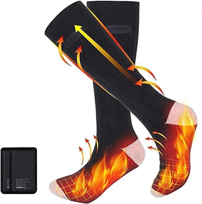 Rechargeable Heated Socks for Men & Women – 4000mAh Battery with 3 Heat Settings. Foot Warmer Thermal Socks for Outdoor & Indoor Winter Activities – Camping, Skiing, Hiking, Hunting, Sports.