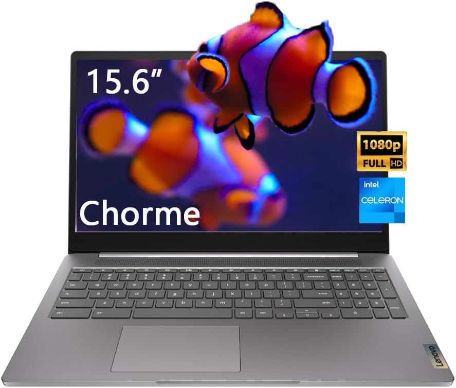 Lenovo IdeaPad 3i Chromebook, 15.6″ FHD Laptop, Intel Celeron N4500, Intel UHD Graphics, 4GB RAM, 64GB eMMC, Bluetooth, HDMI, Chrome OS, Arctic Grey, with 5ave Accessories