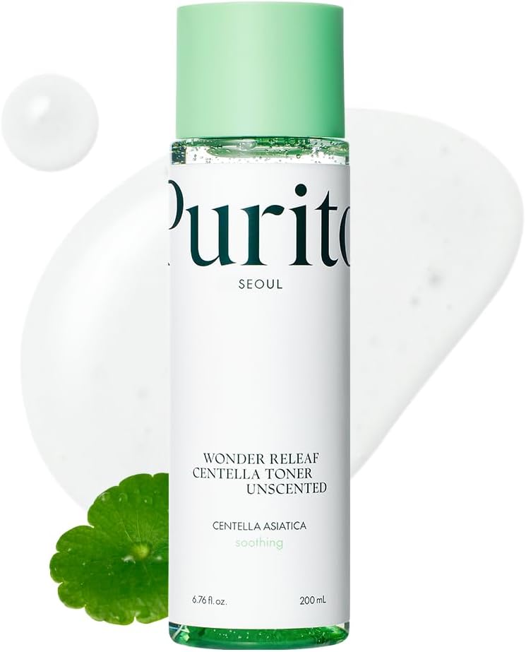 PURITO Seoul Wonder Releaf Centella Toner Unscented Korean Centella, for Sensitive Skin, Soothing, Facial Toner for face, K-Beauty, 200ml 6.76 fl.oz