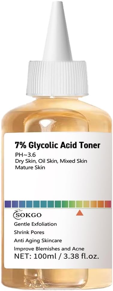 7% Glycolic Acid Exfoliating Toner, Exfoliating Facial Toner, Smooth Skin, Even Tone, Hydrating Formula, Pore Minimizer (Large, Unscented)