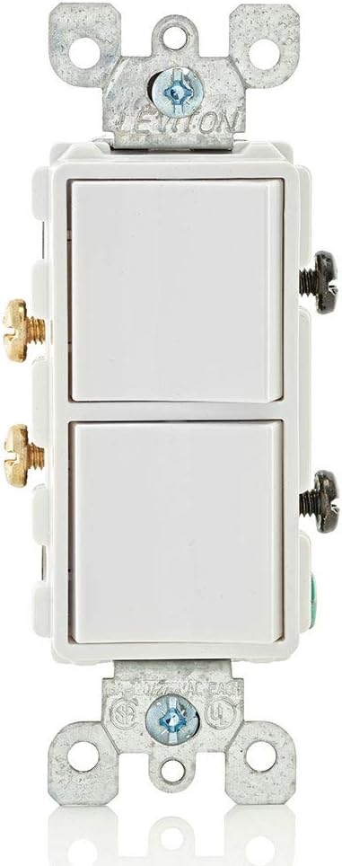 Leviton 5634-W 15 Amp, 120/277 Volt, Decora Single-Pole, AC Combination Switch, Commercial Grade, Grounding, White