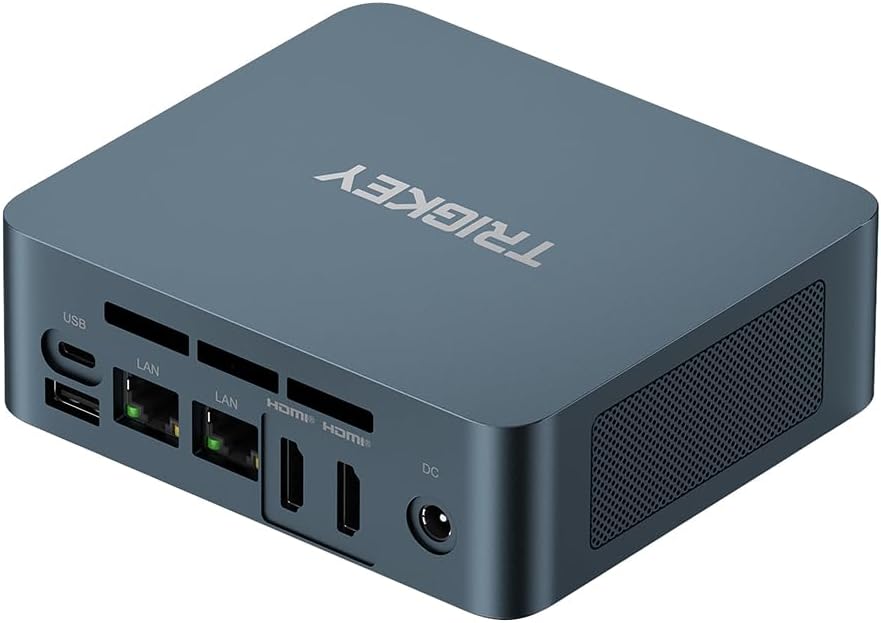 TRIGKEY Dual LAN G5 Pro Mini PC Desktop 12th Gen Intel N100(4Core, Up to 3.4GHz) 16G DDR5 500G PCIE1 SSD Dual Ethernet Mini Computer, Support Micro Computer W10 Pro/WiFi 6/BT5.2/Triple Output