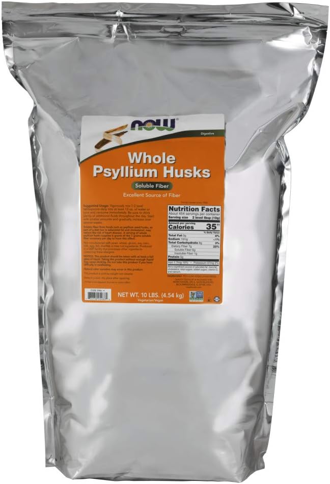 NOW Foods Supplements, Whole Psyllium Husks, Non-GMO Project Verified, Soluble Fiber, 10-Pound