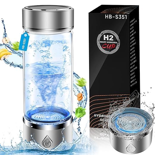 Hydrogen Water Bottle, Portable Hydrogen Water Bottle Generator, Ion Water Bottle Improve Water Quality in 3 Minutes, Water Ionizer Machine Suitable for Office, Travel and Daily Drinking(Silver)