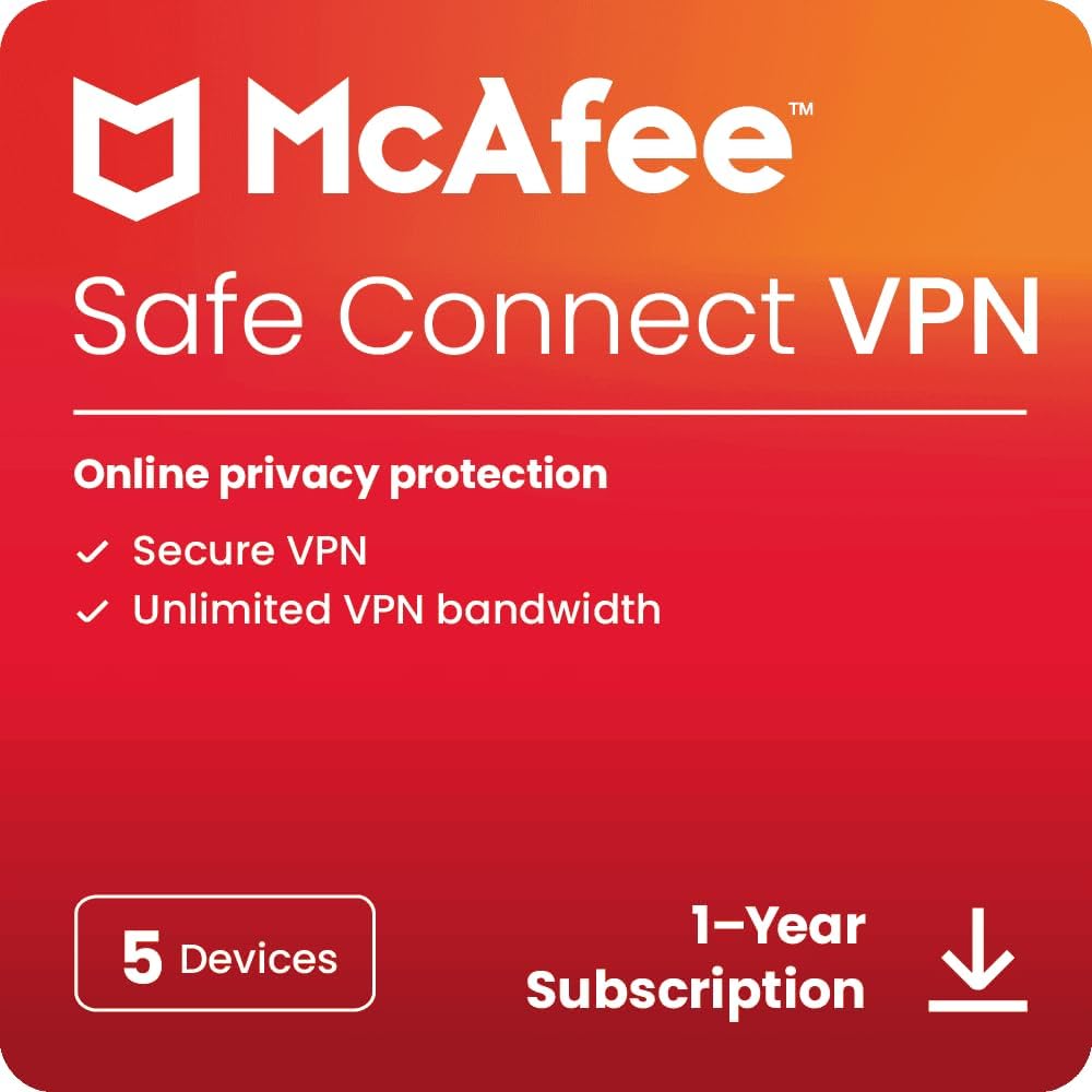 McAfee Safe Connect VPN 5-Devices 2025 Ready | Protect Your Privacy Online with a VPN | Download