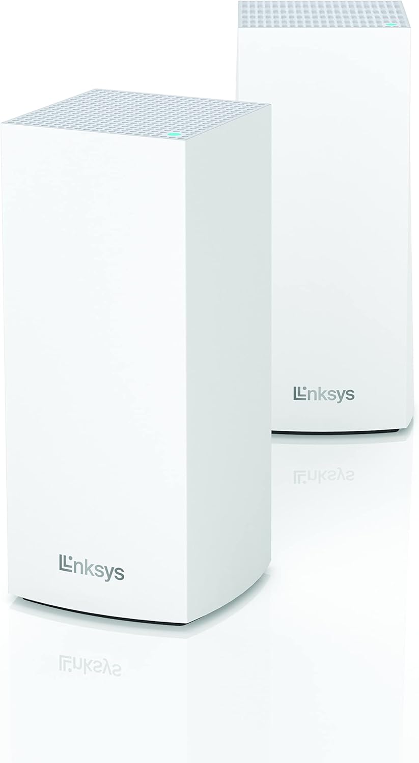 Linksys MX8000 Mesh WiFi Router – AX4000 WiFi 6 Router – Velop Tri-Band WiFi Mesh Router – WiFi 6 Mesh Computer Routers For Wireless Internet – Internet Router – Connect 80+ Devices, 5,400 Sq Ft, 2-Pk