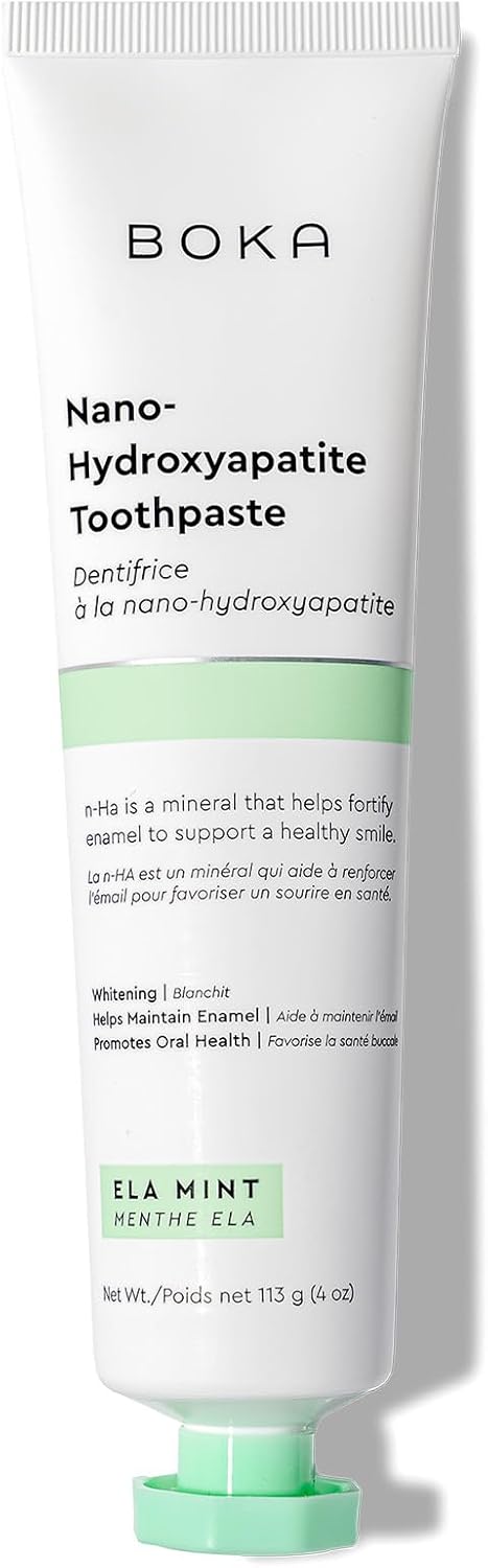 Boka Fluoride Free Toothpaste Nano Hydroxyapatite, Stocking Stuffers Remineralizing, Whitening – Dentist Recommended for Adult, Kids Oral Care Ela Mint Flavor, 4 Fl Oz 1Pk US Manufactured