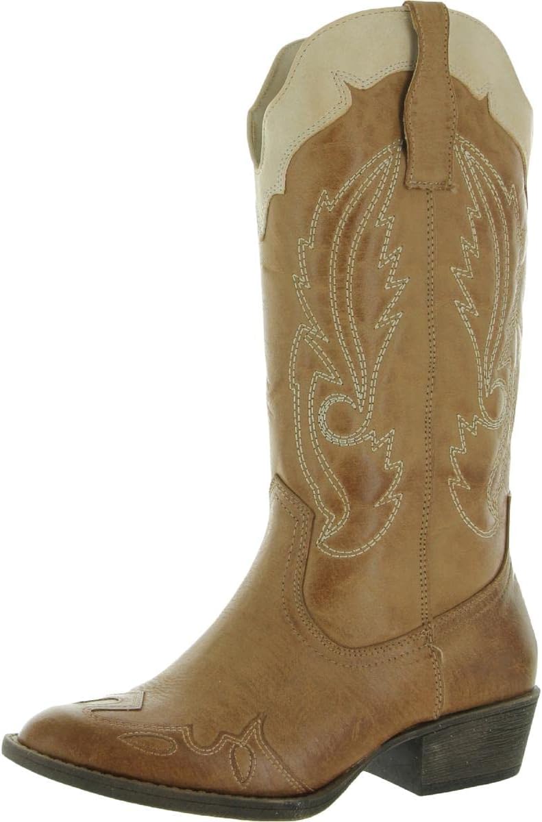 Coconuts by Matisse Womens Cisco Faux Leather Almond Toe Cowboy, Western Boots