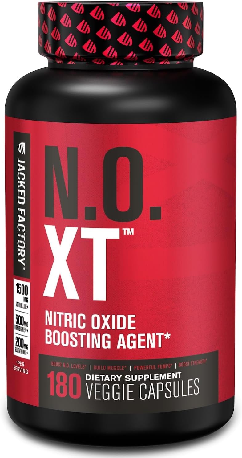 Jacked Factory N.O. XT Nitric Oxide Supplements for Men w/Nitrosigine L Arginine L Citrulline Supplement for Muscle Pumps & Vascularity – Pre Workout Nitric Oxide Booster & Muscle Builder – 180 Caps