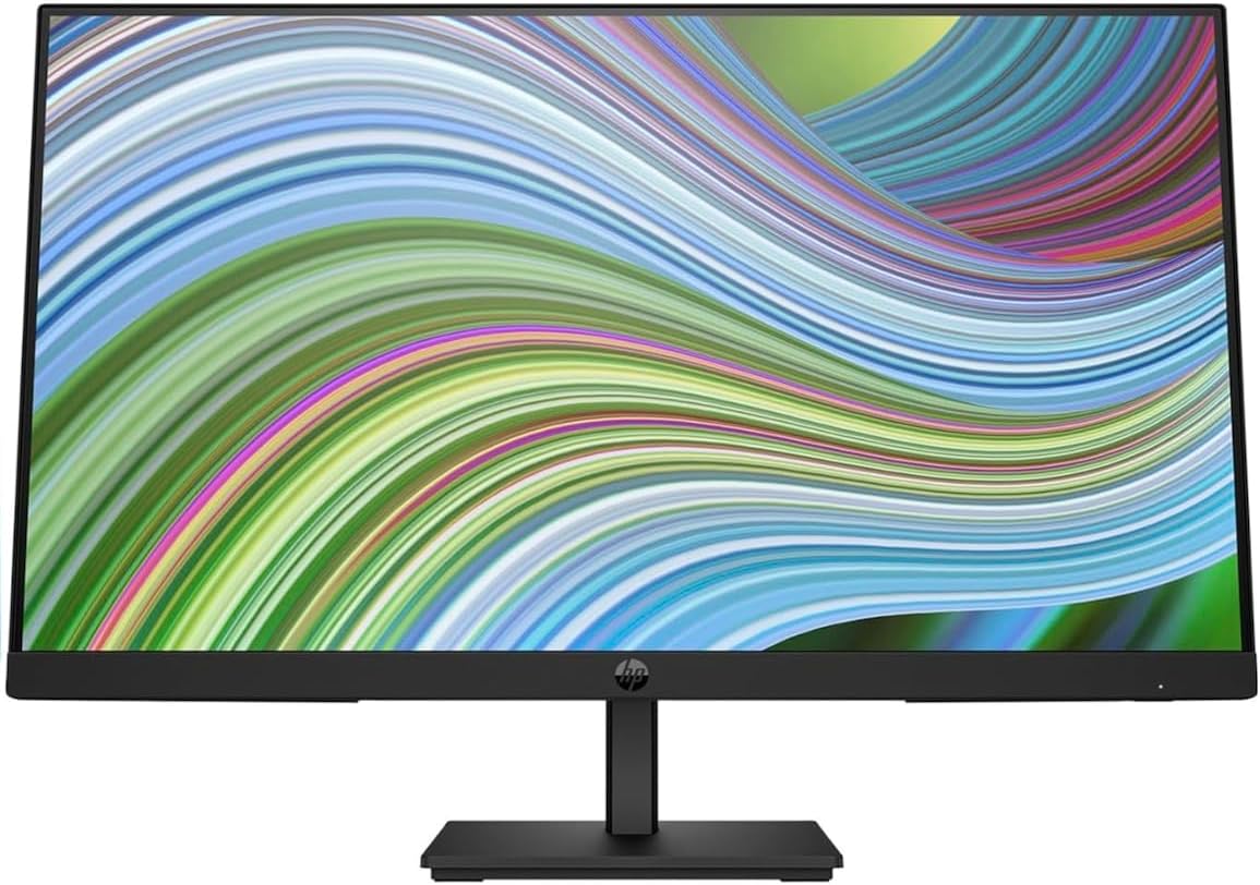 HP 24″ FHD IPS (1920×1080) Monitor, 60Hz Refresh Rate, HDMI 1.4, DisplayPort 1.2, VGA, VESA Mount (100×100 mm), Ideal for Office Work, Black (2024 Latest Model)