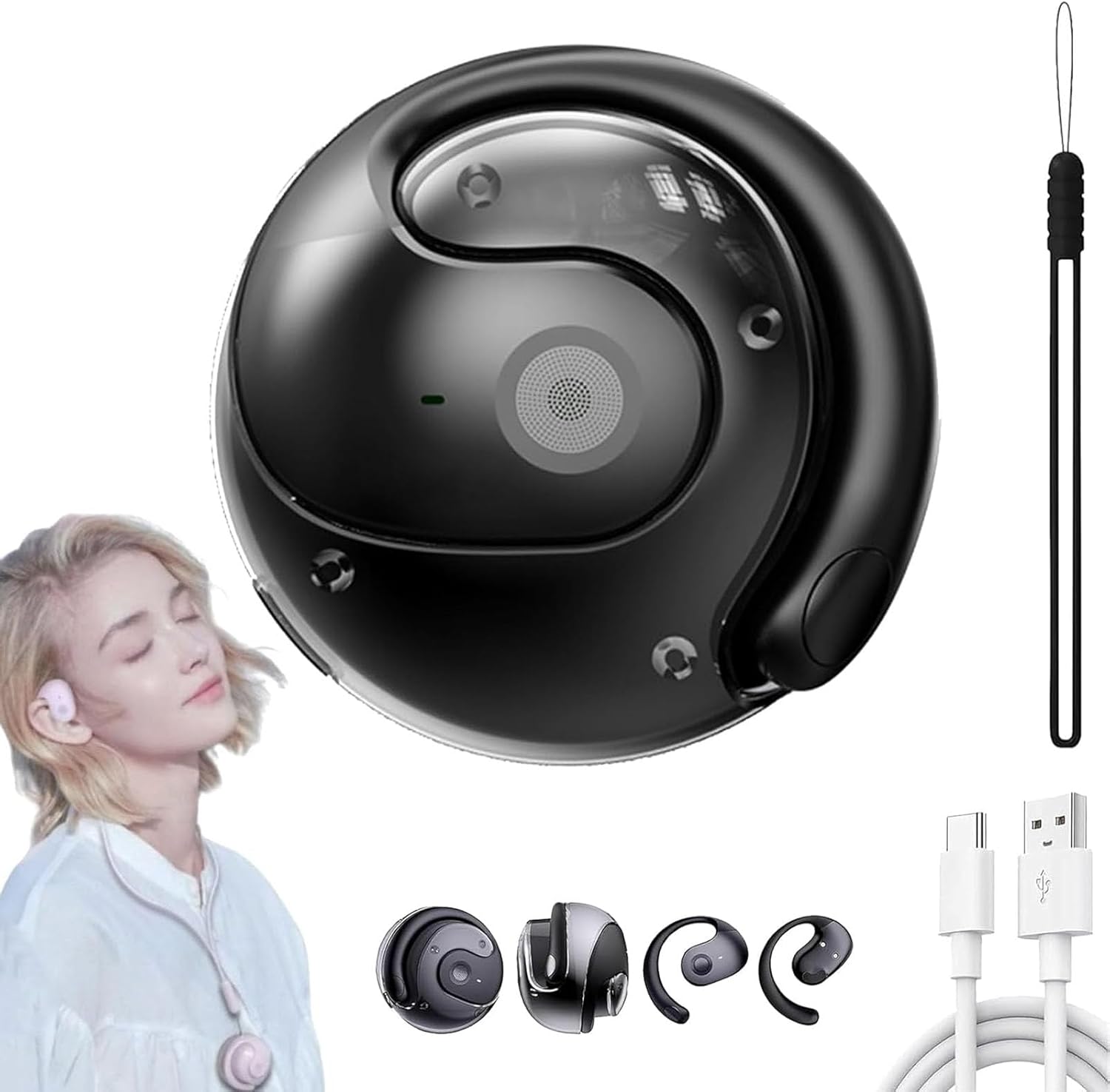 Sentdream Translator, Hy-T26 Pro Wireless Bluetooth Translation Earbuds, Sent Dream Translator, Breezelly Translator, OWS Ai Translator Earbuds, Supports 75 Languages (Black)