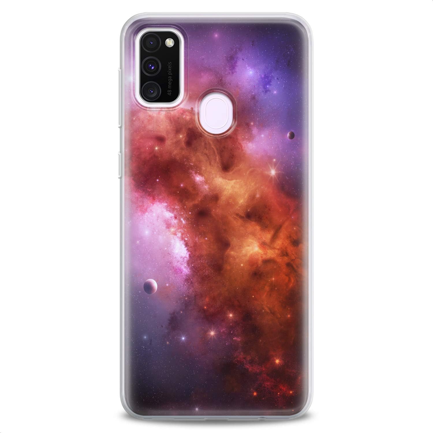 TPU Case Compatible with Samsung Galaxy F52 5G F23 M80s M62 M30 F62 M20 M10 M02 Purple Galaxy Soft Girls Print Clear Colorful Design Amazing Space Slim fit Cute Stars Flexible Silicone Woman