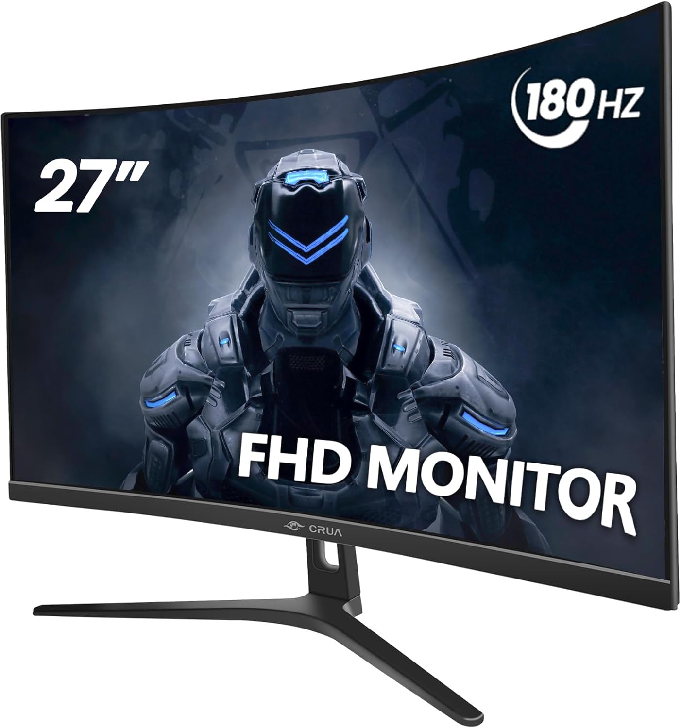 CRUA 27″ Curved Gaming Monitor, FHD 1920x1080P, 144Hz/180Hz Computer Monitor, 1800R VA Screen, 99% sRGB, FreeSync, HDMI & DP, Wall Mount Install- Black