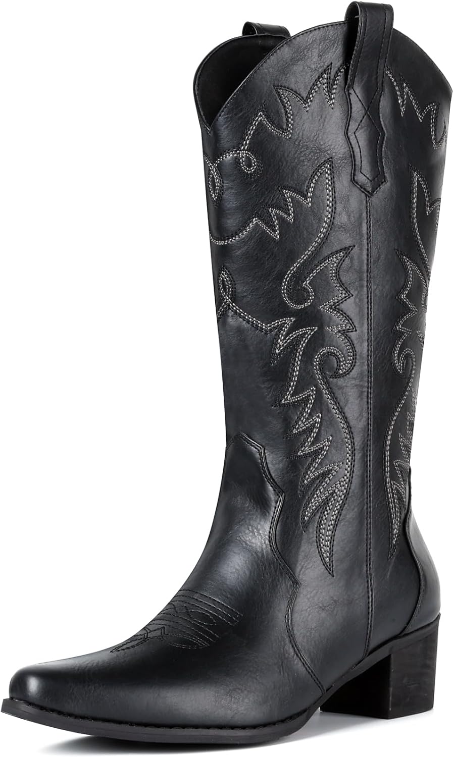 IXU Cowboy Boots For Women Pointy Toe Women’s Western Boots Cowgirl Boots Mid Calf Boots