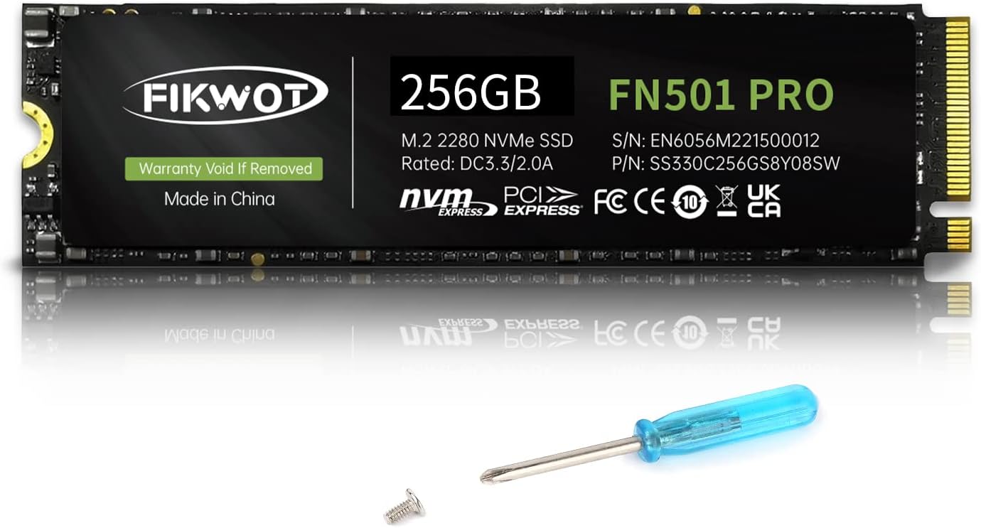 FN501 Pro 256GB NVMe SSD – M.2 2280 PCIe Gen3 x4 Internal Solid State Drive with Graphene Cooling Sticker, Up to 3,500MB/s, SLC Cache 3D NAND TLC, Compatible with Laptop & PC Desktop