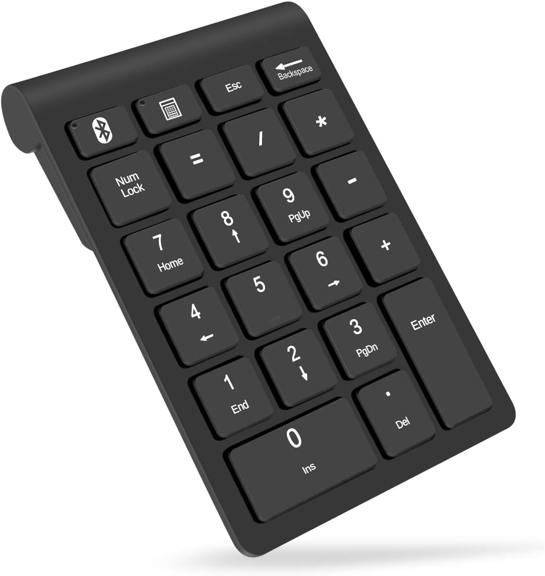 Foloda Bluetooth Wireless Number Pads, Numeric Keypad 22 Keys Portable Financial Accounting 10 Keys Number Keyboard Extensions for Laptop, PC, Desktop, Surface Pro, Notebook