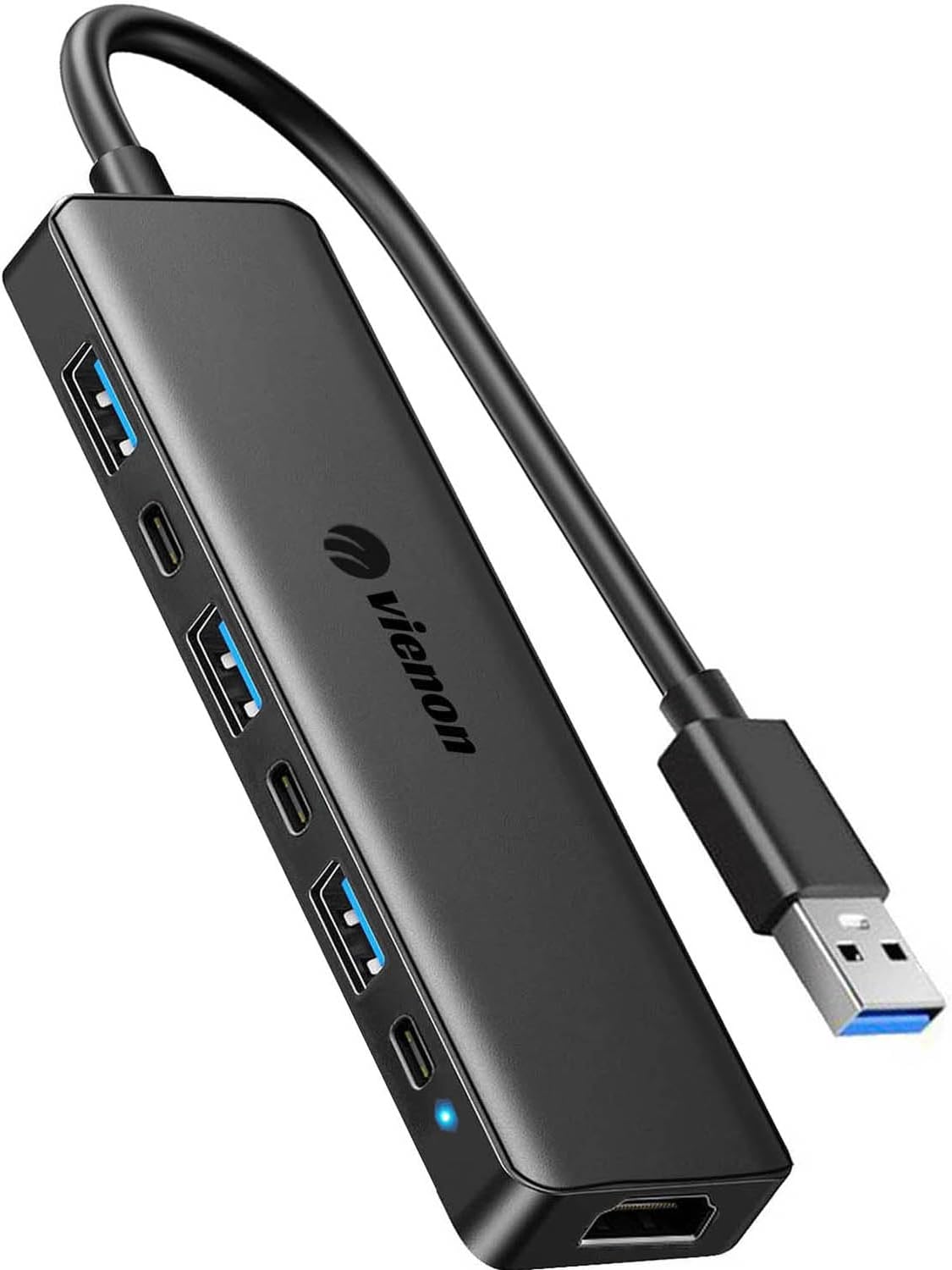 VIENON USB 3.0 to HDMI Adapter (7-in-1), USB 3.0 Hub with HDMI 1080P, USB 3.0, USB 2.0, USB C Data & Power Ports, USB to HDMI Hub for Monitor, PC, Laptop, Desktop Support Windows 7/8/10/11 & Mac OS