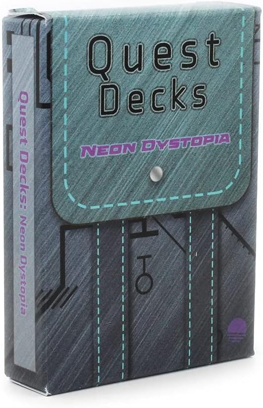 Dice Dungeons Quest Decks: Neon Dystopia | Sci-fi Cyberpunk Roleplaying Open-Ended Quest Prompt Cards