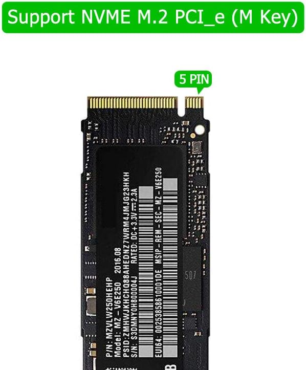 NVME Adapter with Heat Sink, M.2 SSD Key M to PCI Express x4/x8/x16 Converter Expansion Card, Support 2230 2242 2260 2280, Compatible for Windows XP 7 8 10