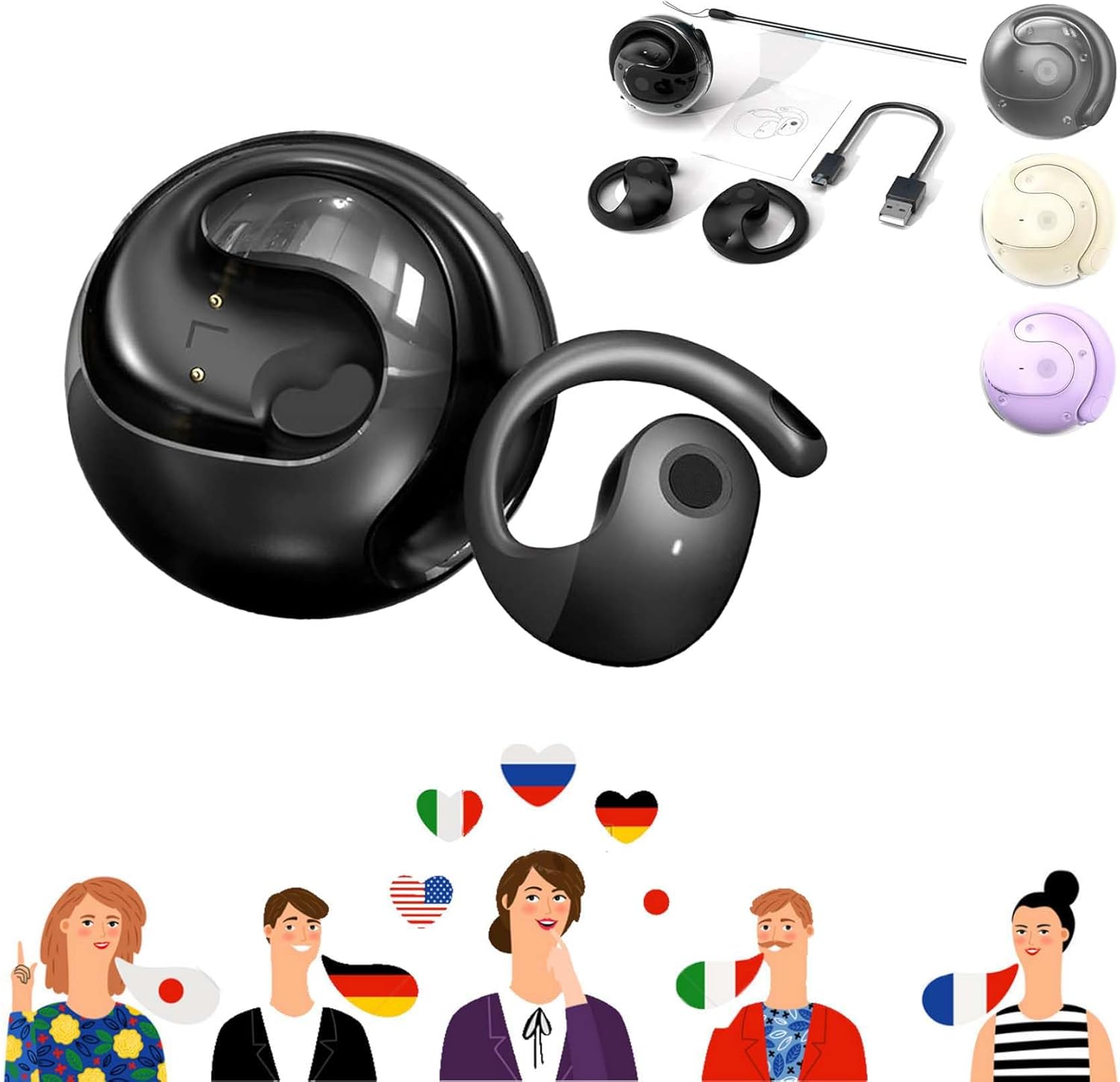 Sentdream Translator,Sent Dream Translator,Hy-T26 Pro Language Translator,Ai-Powered Bluetooth Translation Earbuds ~ Effortless Conversations in 75 Languages,Get a Smooth Conversation Experience (C)