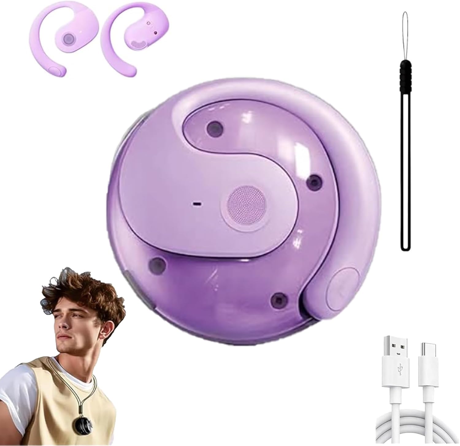 Sentdream Translation Headphones, Sent Dream Translation, Hy-T26 Pro Wireless Bluetooth Translation Earbuds, AI Translation Earbuds Real Time Wireless Ows Bluetooth 5.4 Earphones (Purple)